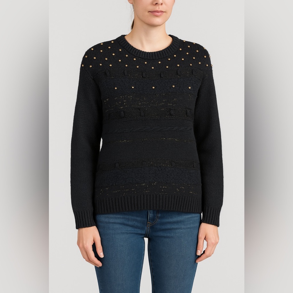 Bramble Lane Vintage gold beaded metallic threads multi textured M sweat…